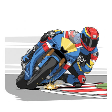 Motorcycle racer on the race track. Vector illustration. Eps 10