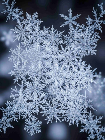 snowflakes on a dark background close-up macro photo