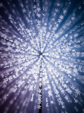 snowflakes on a blue background close-up macro photo