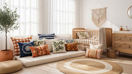 Modern scandinavian living room interior design. 3d render
