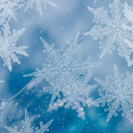 Snowflakes on a blue background. Christmas and New Year background.