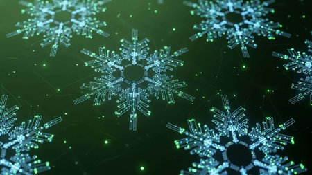 Abstract 3d rendering of snowflake background. Creative concept for Christmas and New Year holidays.の写真素材
