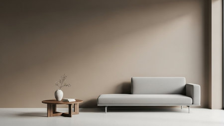 Interior of modern living room with white sofa and coffee table. 3d renderの写真素材