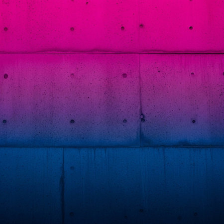 Abstract background of metal wall with bright blue, pink and purple stripesの写真素材