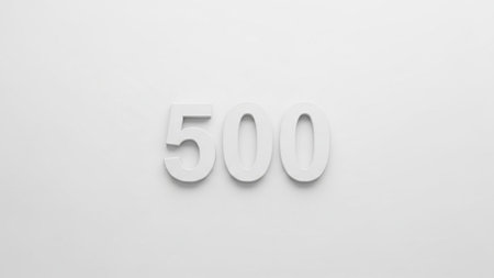 3d rendering of number 500 on white background, computer generated imagesの写真素材