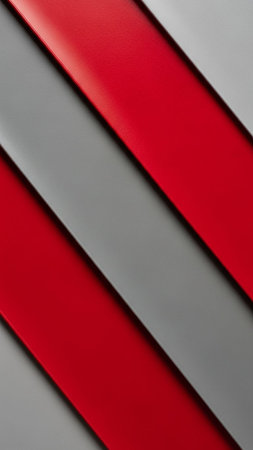 Red, grey and grey stripes on a grey background. 3d renderingの写真素材