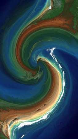 abstract background with blue and orange swirls. 3d illustrationの写真素材