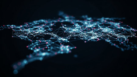 Abstract polygonal space low poly dark background with connecting dots and lines. Connection structure. 3d renderingの写真素材