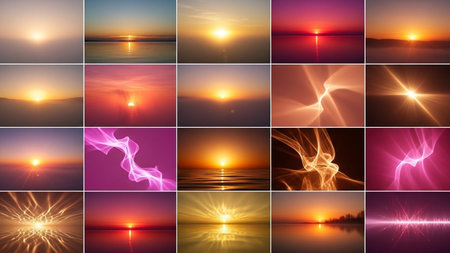 Set of abstract backgrounds with beautiful lighting effects. Elements for design.の写真素材