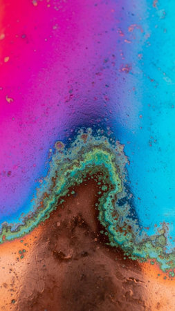 abstract colored background with spots of oil on the water. macroの写真素材