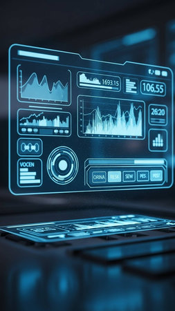 Futuristic virtual graphic touch user interface. 3D Renderingの写真素材