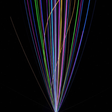 abstract multicolored lines on a black background. fractalの写真素材
