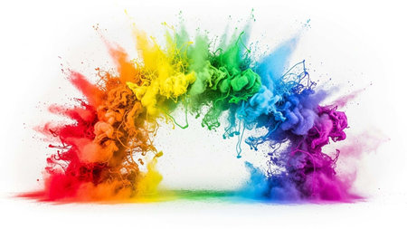 Colorful explosion of paint on a white background. Abstract background.の写真素材
