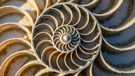 Detail of a spiral shell in the form of a spiral.の写真素材