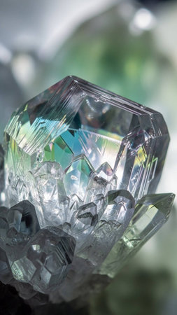 Close up of a crystal gemstone on black background. Macro.の写真素材