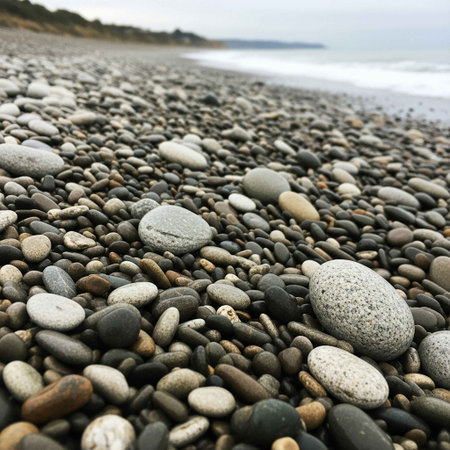 Pebbles on a beach in the north of England, UKの写真素材
