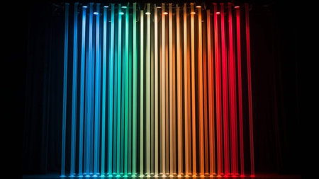Colorful neon lights on a black background. Abstract background for designの写真素材