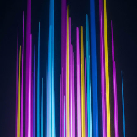 Colorful light trails on a black background. Abstract background for design.の写真素材