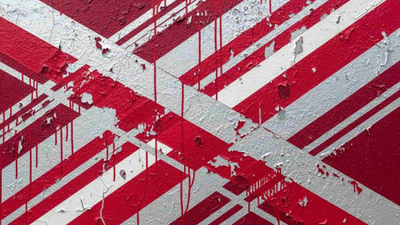 Flag of the United Kingdom painted on an old wall. National flag of the United Kingdomの写真素材
