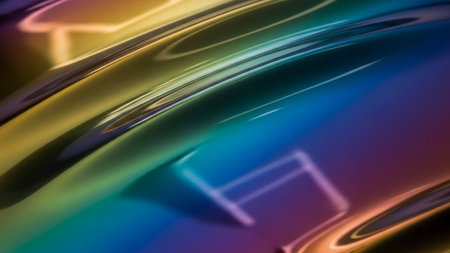 abstract background with smooth lines in blue, yellow and purple colorsの写真素材