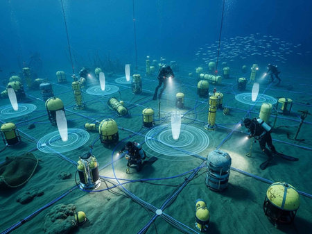Underwater world. Underwater world of the future. 3d renderingの写真素材