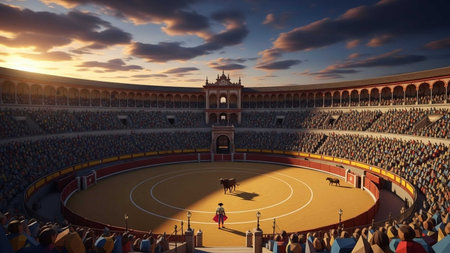 Bullfight in Jaen, Andalusia, Spain. 3D renderingの写真素材