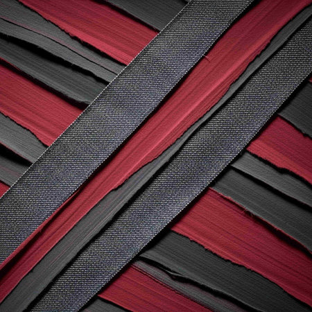 Black and red ribbons as a background, closeup of photoの写真素材