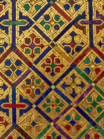 Detail of the glazed tiles from the Alhambra palace in Granada, Spainの写真素材