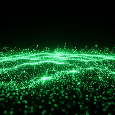 abstract background with smooth lines and waves in green colorの写真素材