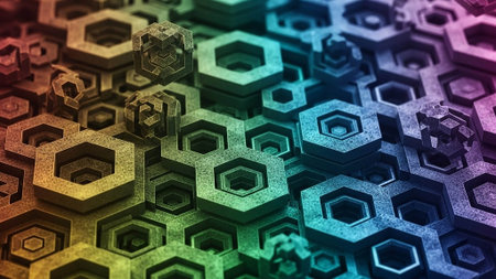 Colorful hexagonal shapes in gradient design