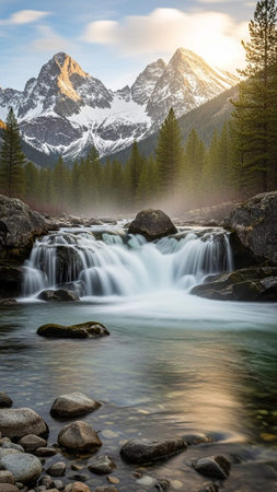 Mountain stream in the Dolomites, Italy. Long exposureの写真素材