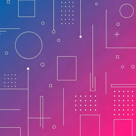 Colorful gradient background with various geometric shapes and white lines