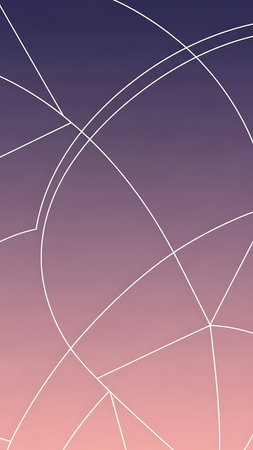 Purple, pink, and blue gradient background with intersecting white lines and curves