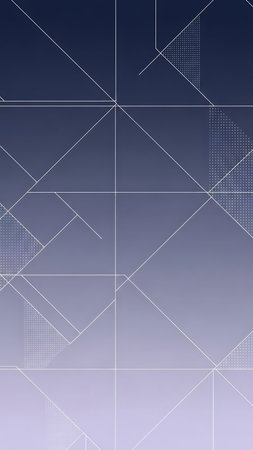 White lines form geometric shapes on a blue to purple gradient backgroundの写真素材