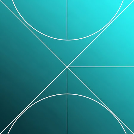 Teal gradient background with white geometric lines and circles