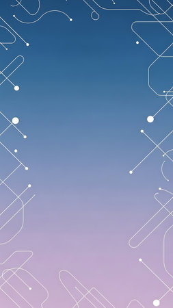 Colorful gradient background with white circuit lines and dots pattern