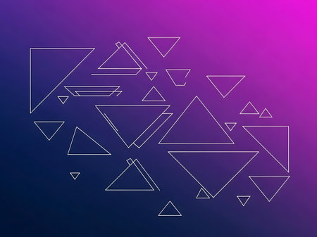 White outlined triangles on purple and pink gradient background