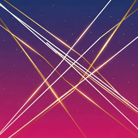 Colorful abstract image with intersecting lines and starry night sky effect
