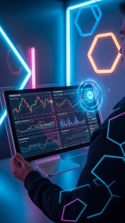 Person holding tablet displaying stock charts, graphs