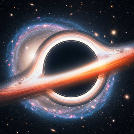 Black hole bending light, accretion disk, stars, and galaxies