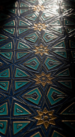 Arabic pattern on the wall of the mosque. Selective focus.の写真素材