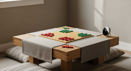 3d rendering of a wooden board game for children in a roomの写真素材