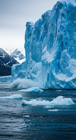 Antarctic icebergs in Glacier Lagoon, Torres del Paine National Park, Chileの写真素材