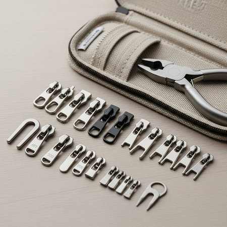 Close up of a set of stainless steel nippers on a beige background