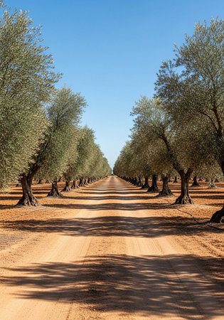 Olive grove in the countryside of Alentejo, Portugalの写真素材