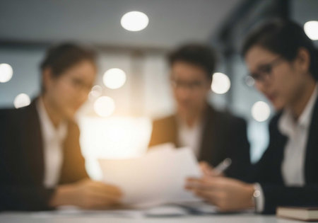 Close up of business people working together in office. Selective focusの写真素材