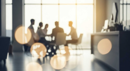 Blurred image of business people in meeting room at office. Business concept.の写真素材