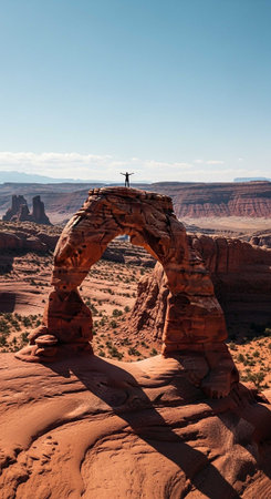 Hiking in Arches National Park in Utah, United States of Americaの写真素材