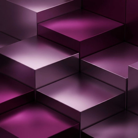 A close-up view of a modern purple staircase with metallic stepsの写真素材