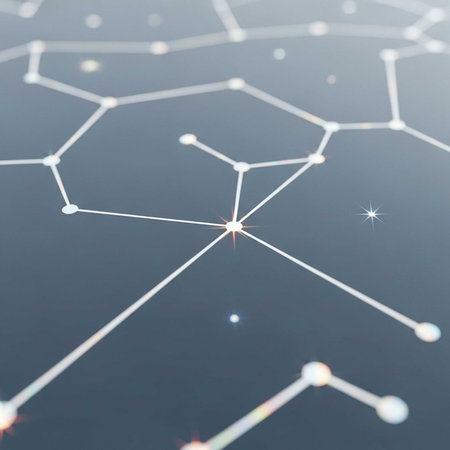 A stunning visual representation of a starry night sky with constellations and celestial connectionsの写真素材